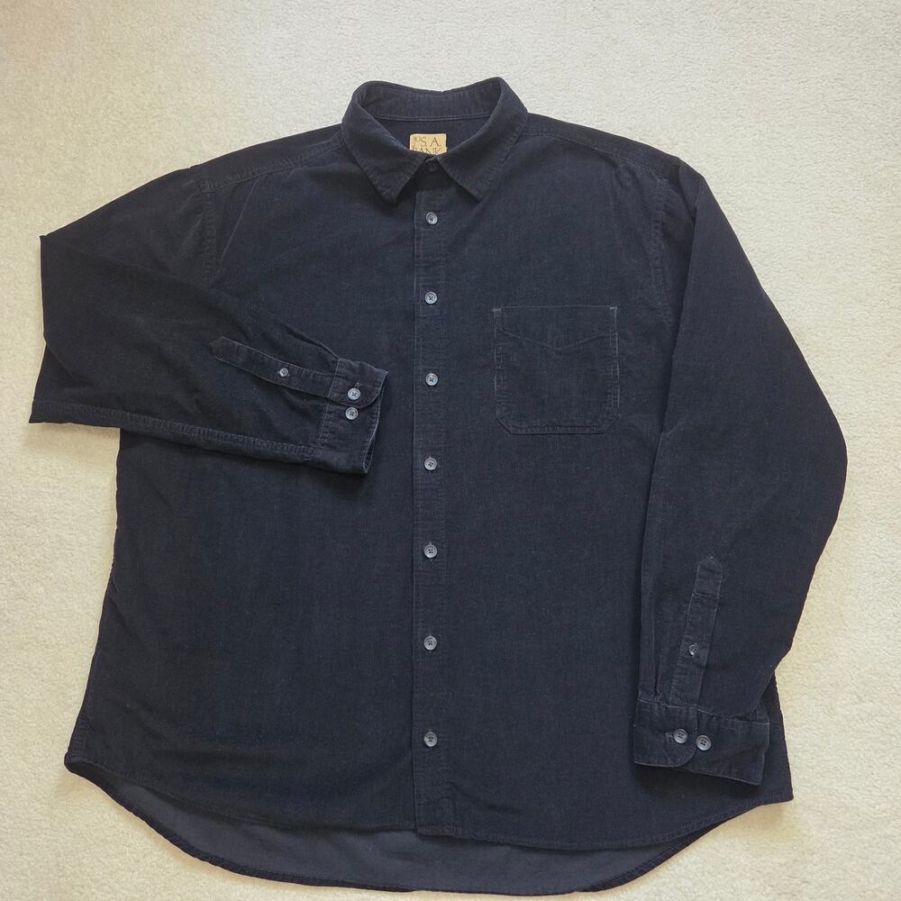 Jos. A. Bank Men's XL Cotton Corduroy Button Up Long Sleeve Shirt Black